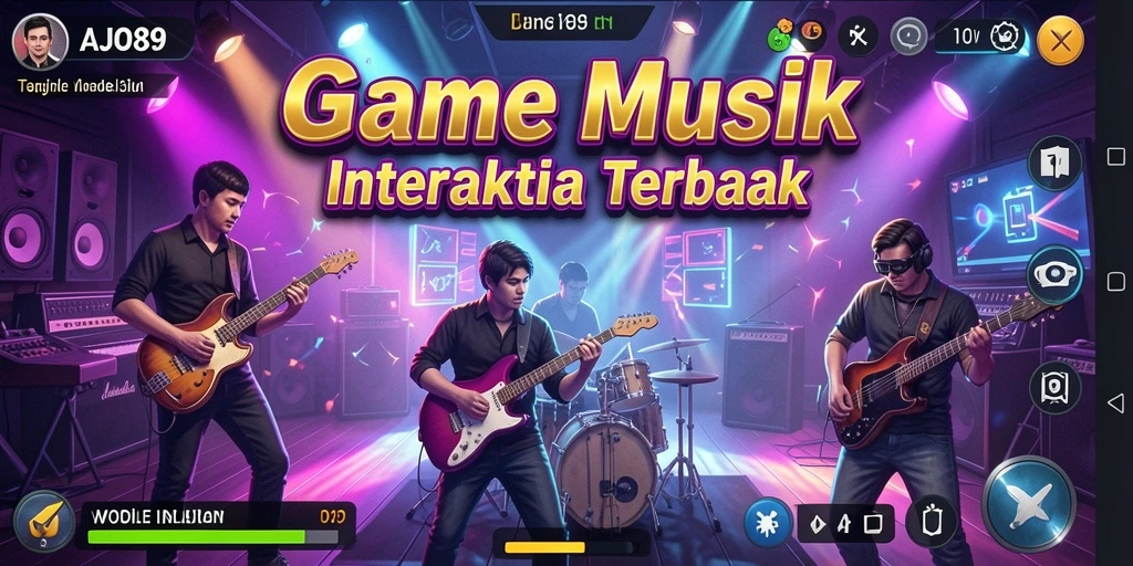 Screenshot gameplay AJO89 yang menunjukkan interaksi musik yang seru.