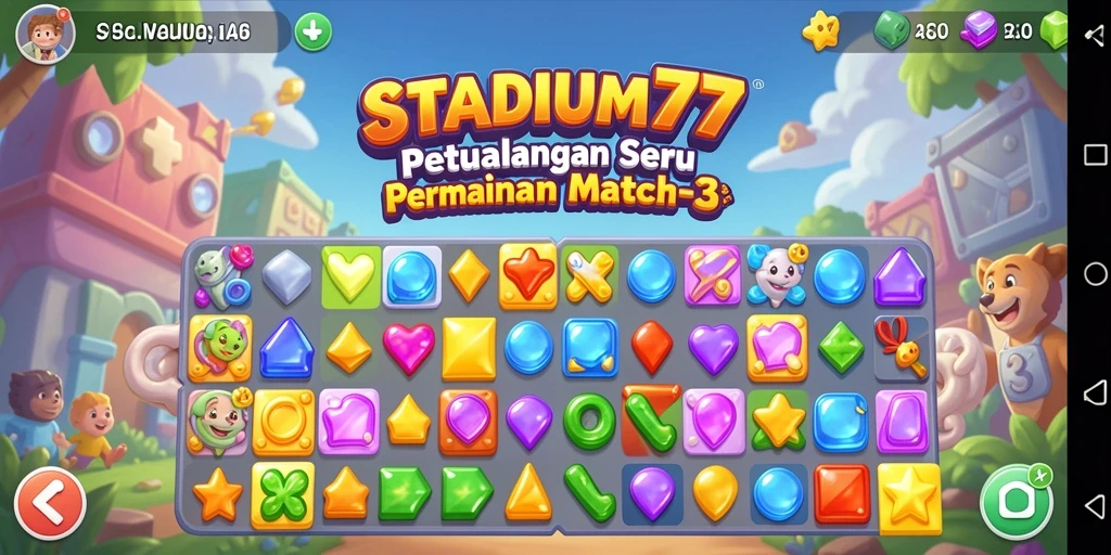 Gameplay seru STADIUM77 dengan kombinasi elemen Match-3.