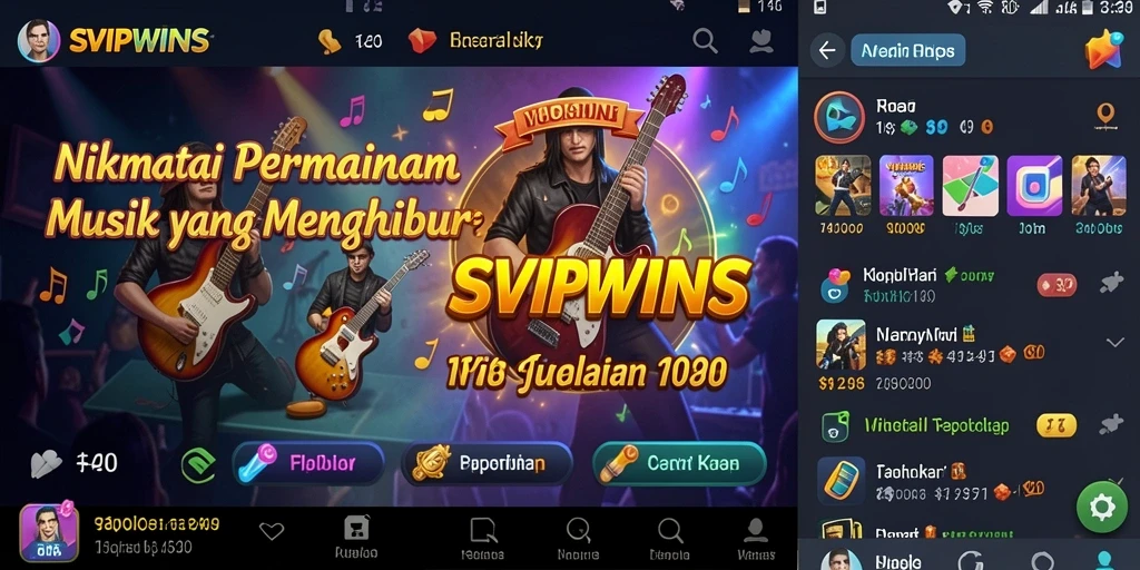 Screenshot SVIPWINS menunjukkan momen seru dalam bermain musik.