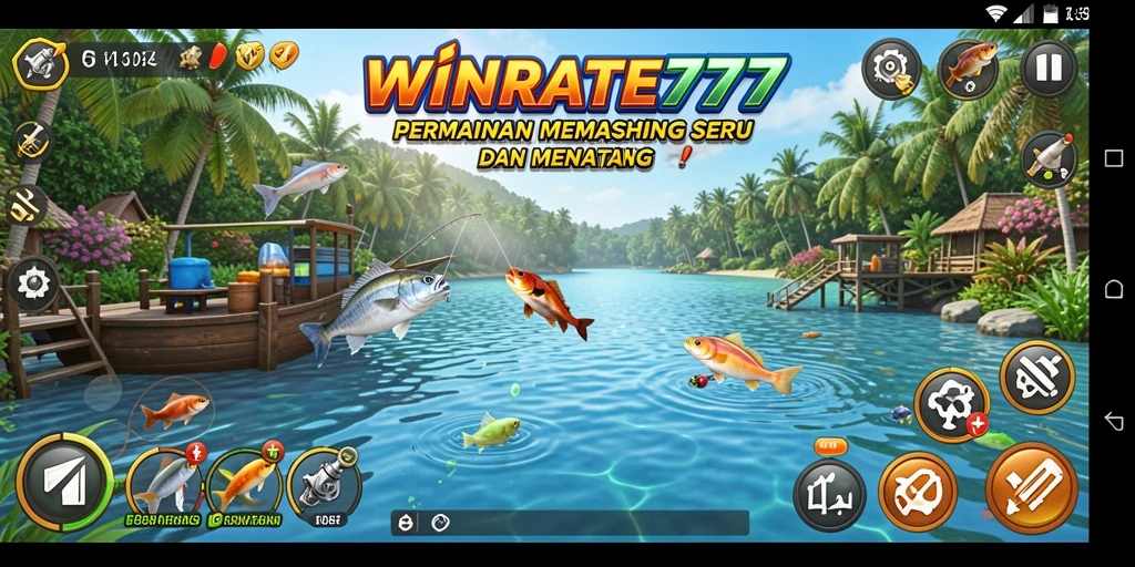 Tampilan menarik dari gameplay WINRATE777 dengan berbagai ikan untuk ditangkap.